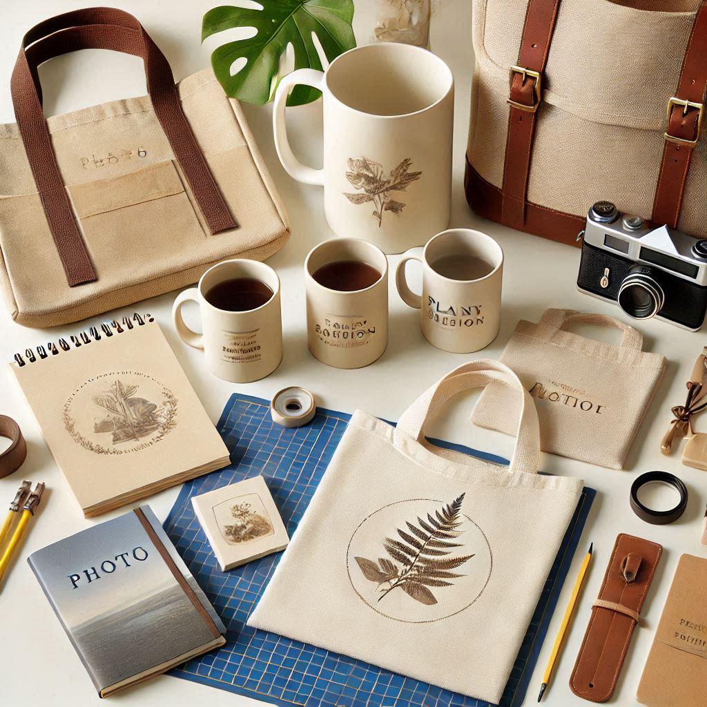 GLAM STUDIO plain mugs, bags, and notebooks